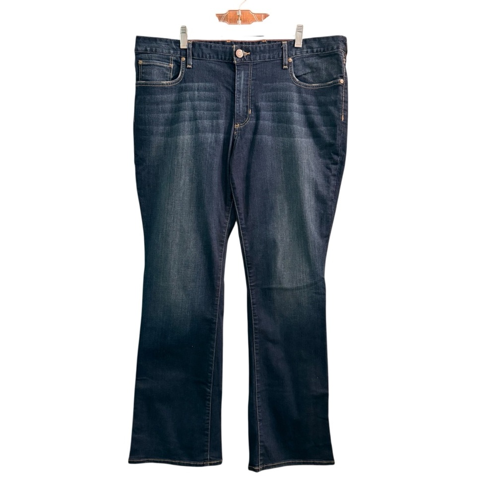 Eddie Bauer Women's Bootcut Jeans Slightly Curvy Fit Dark Blue Wash